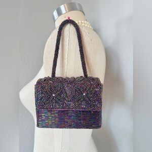 Beaded Iridescent Mini Bag 4.5”x3.5”x1.5”